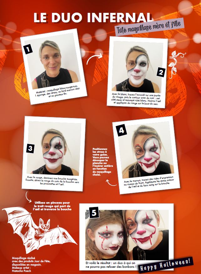 Maquillage de clown halloween pour femme