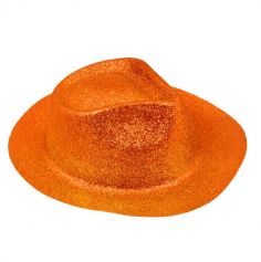 Chapeau Borsalino à Paillettes - Orange Fluo