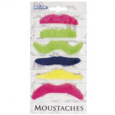 Set de 6 Moustaches adhésives fluos