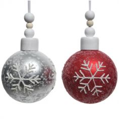 Boule de Noël - Flocons de Neige Pailletés - Rouge ou Blanc