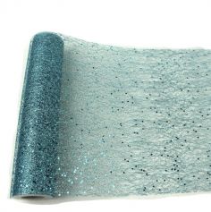 Chemin de table Glitter 30cm x 500cm - Bleu Polaire