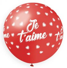 1 ballon géant rouge imprimé je t'aime | jourdefete.com