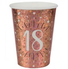 10 gobelets en carton de la collection joyeux anniversaire étincelant rose gold âge au choix | jourdefete.com