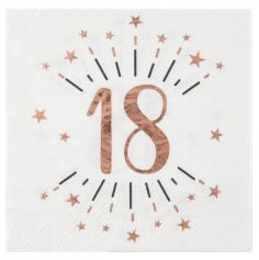 10 serviettes en papier de la collection joyeux anniversaire étincelant rose gold âge au choix | jourdefete.com