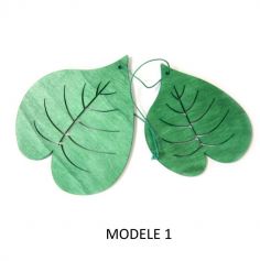 2 feuilles décoration suspension bois - Modèle au choix