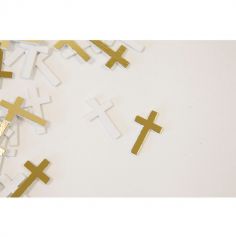 20 décorations de table à parsemer - Croix - Blanc et Or | jourdefete.com