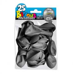 25 Ballons de baudruche métallisés - Gris argenté