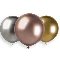 3 ballons shiny assortis rose gold argent et or de 48 cm | jourdefete.com