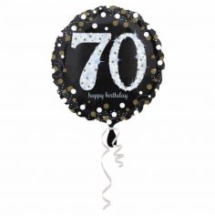 Ballon Holographique Joyeux Anniversaire Argent - 70 ans