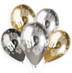 5 ballons shiny anniversaire de 33 cm âge au choix | jourdefete.com