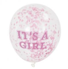 6 Ballons "It's a girl" à confettis