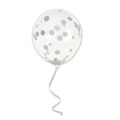 6 Ballons en latex Confettis avec ruban - 45 cm - Couleur au Choix