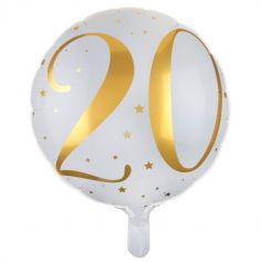 Ballon Anniversaire - Blanc et Or - 20 ans | jourdefete.com