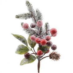 Petite Branche Décorative Noël Enneigée et Pailletée