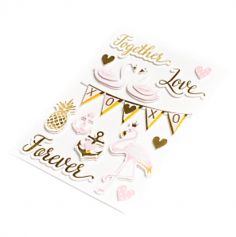 Sachet de 14 Stickers Amour - Or et Rose