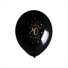 8 Ballons Métalliques - Joyeux Anniversaire Etincelant - Noir & Or - Age au Choix