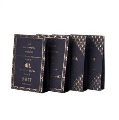 Sachet de 4 Citations de Table - Collection Paon - Noir Floqué Or