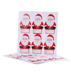 24 Stickers Cadeaux - Père Noël avec Boucle Dorée