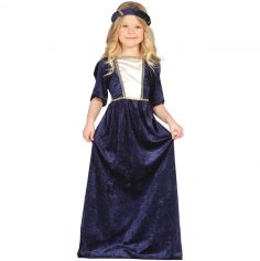 Costume Dame Médiévale Bleu Fille - Taille au Choix