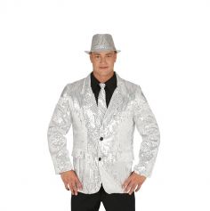 Veste Disco à Sequins Argent Homme - Taille au Choix