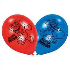 6 Ballons Super Mario - Rouge et Bleu