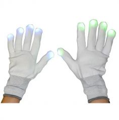 paire de gants blancs avec LED | jourdefete.com