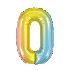 ballon à air chiffre au choix iridescent arc-en-ciel | jourdefete.com