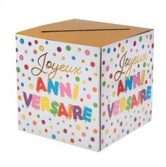 Tirelire en carton de la collection anniversaire ballons multicolores