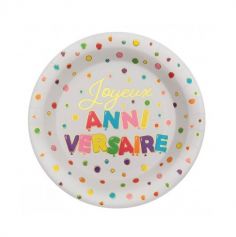 10 assiettes anniversaire ballons multicolores | jourdefete.com