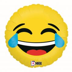 ballon aluminium rond emoji mort de rire de 46 cm | jourdefete.com