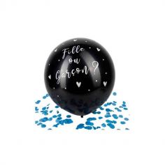 Ballon Géant Noir Confettis - Fille ou Garçon ? - 60 cm - Couleur au Choix