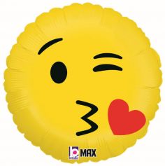 ballon aluminium rond emoji bisou de 46 cm | jourdefete.com
