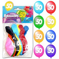 8 Ballons 50 ans Multicolore 
