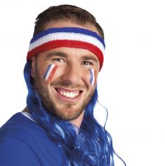Bandeau Tricolore de Supporter Cheveux Bleus - France