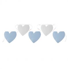 Banderole de cœurs en carton collection baptême nacré de 5 mètres couleur bleue