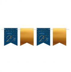 Bannière de Fanions Anniversaire Elégant - Bleu & Or - 6 m - Age au Choix