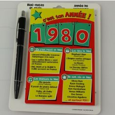 Bloc-notes et Stylo Année de naissance 1980