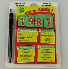 Bloc-notes et Stylo Année de naissance 1987