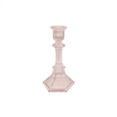 Bougeoir Chandelier en verre - 9,5 x 19,8 cm - Couleur Rose