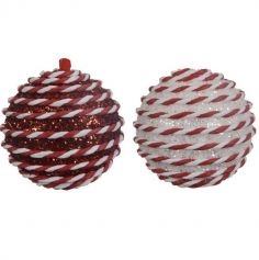 Boule de Noël - Suspension de Sapin - En Mousse - 8 cm - Rouge ou Blanc
