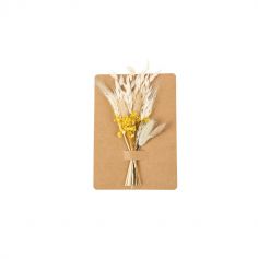 Bouquet de fleurs séchées sur carte en kraft - Couleur jaune