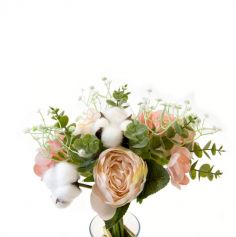 Bouquet de pivoines, hortensia, eucalyptus, coton et gypsophile - 10 tiges - Couleur au choix