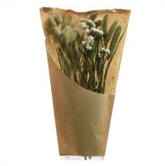 Bouquet sur tige de fleurs séchées blanches - 45 cm