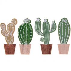 4 Cactus en Bois - 5,5 cm | jourdefete.com