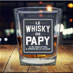 Verre à Whisky affectif - Le Whisky de Papy - Collection Famille d'Amour
