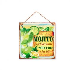 Plaque métal "Mojito : Le cocktail qui te "Menthe" à la tête !"