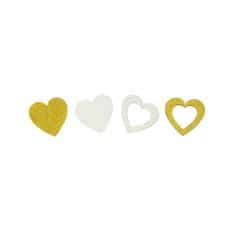 12 Confettis en forme de Cœur en Bois - Or Métallisé et Blanc | jourdefete.com