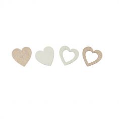 12 Confettis en forme de Cœur en Bois - Rose Gold Métallisé et Blanc | jourdefete.com