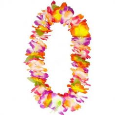 Collier hawaïen en fleurs en polyester - 50 cm