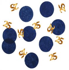 Confettis de table - Anniversaire Elégant - Bleu & Or - 25 g - Age au Choix